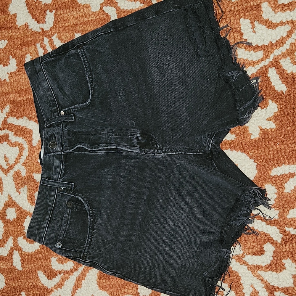 Agolde Black Distressed High-Rise Jean Shorts